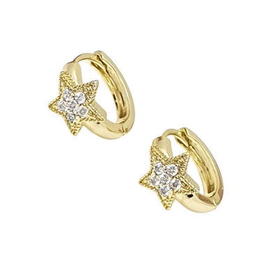 14 K Gold Plated stars earrings with white zirconium - BIJUNET