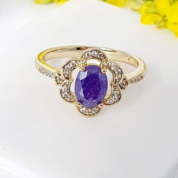 14 K Gold Plated ring with purple zirconium - BIJUNET