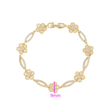 Cargar imagen en el visor de la galería, 14 K Gold Plated Exquisite Flower bracelet with white zirconia
