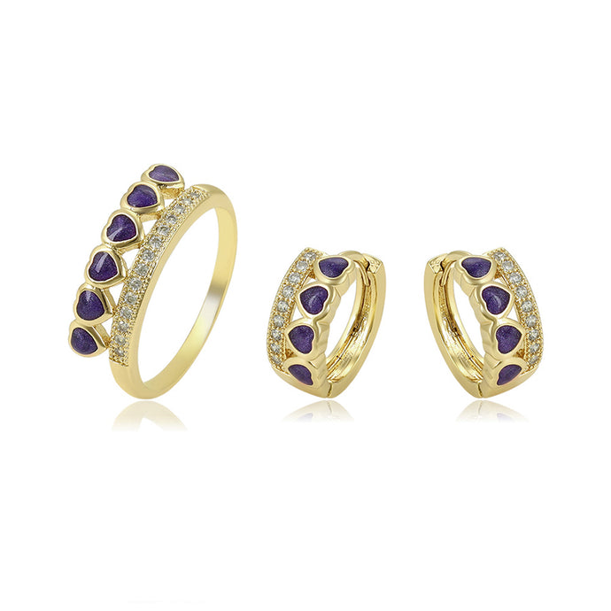 14 K Gold Plated ring and earrings set with white zirconia