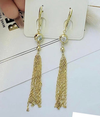 14K Gold Plated waterfall drop earrings with white zirconia