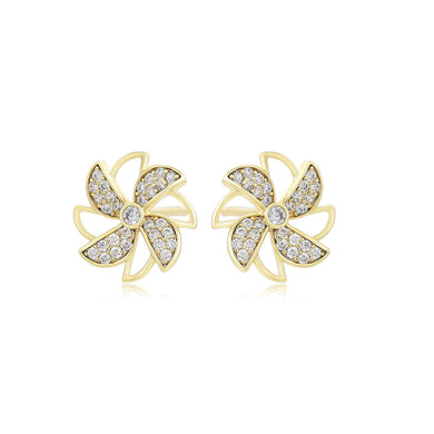 14 K Gold Plated lucky earrings with white zirconia